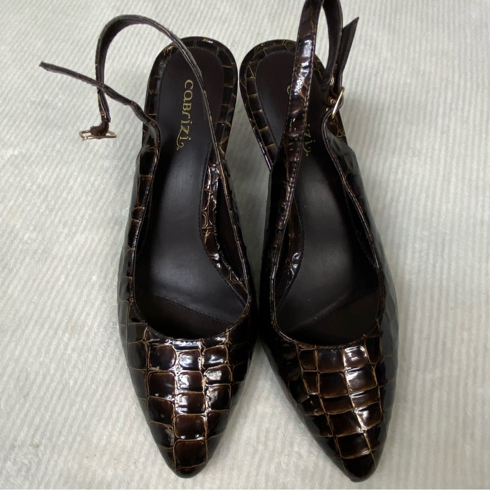 Cabrizi brown animal skin design heels